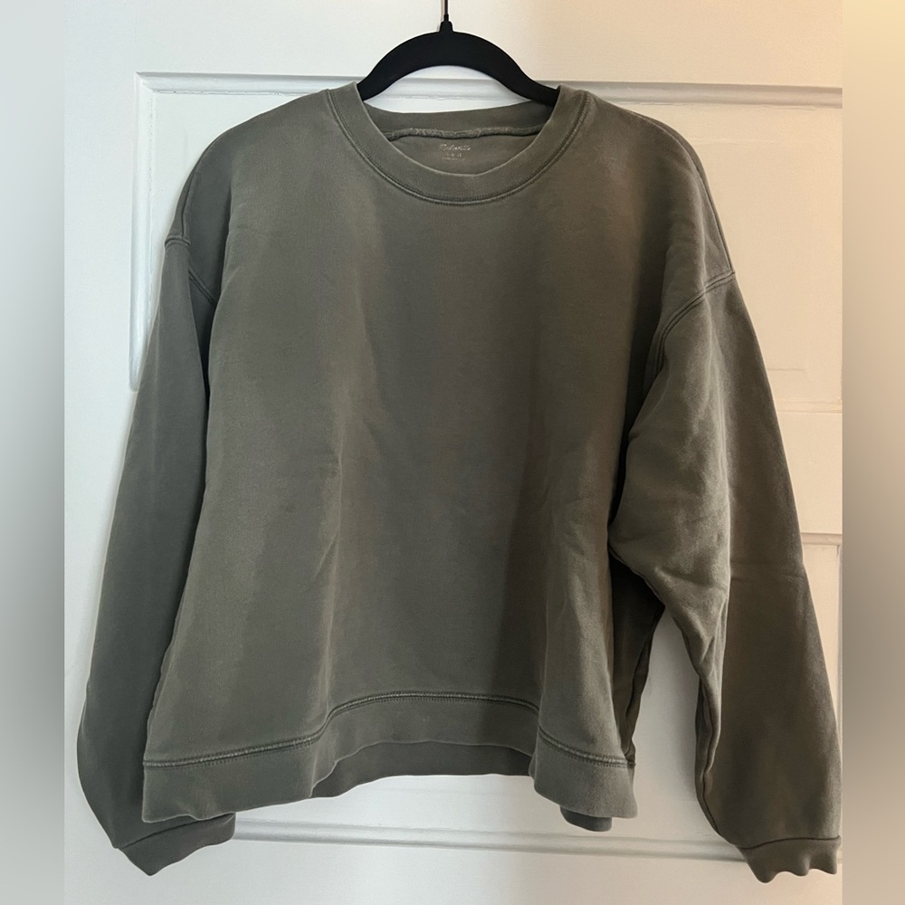 Madewell Dark Green Cropped Boxy Sweatshirt Medium